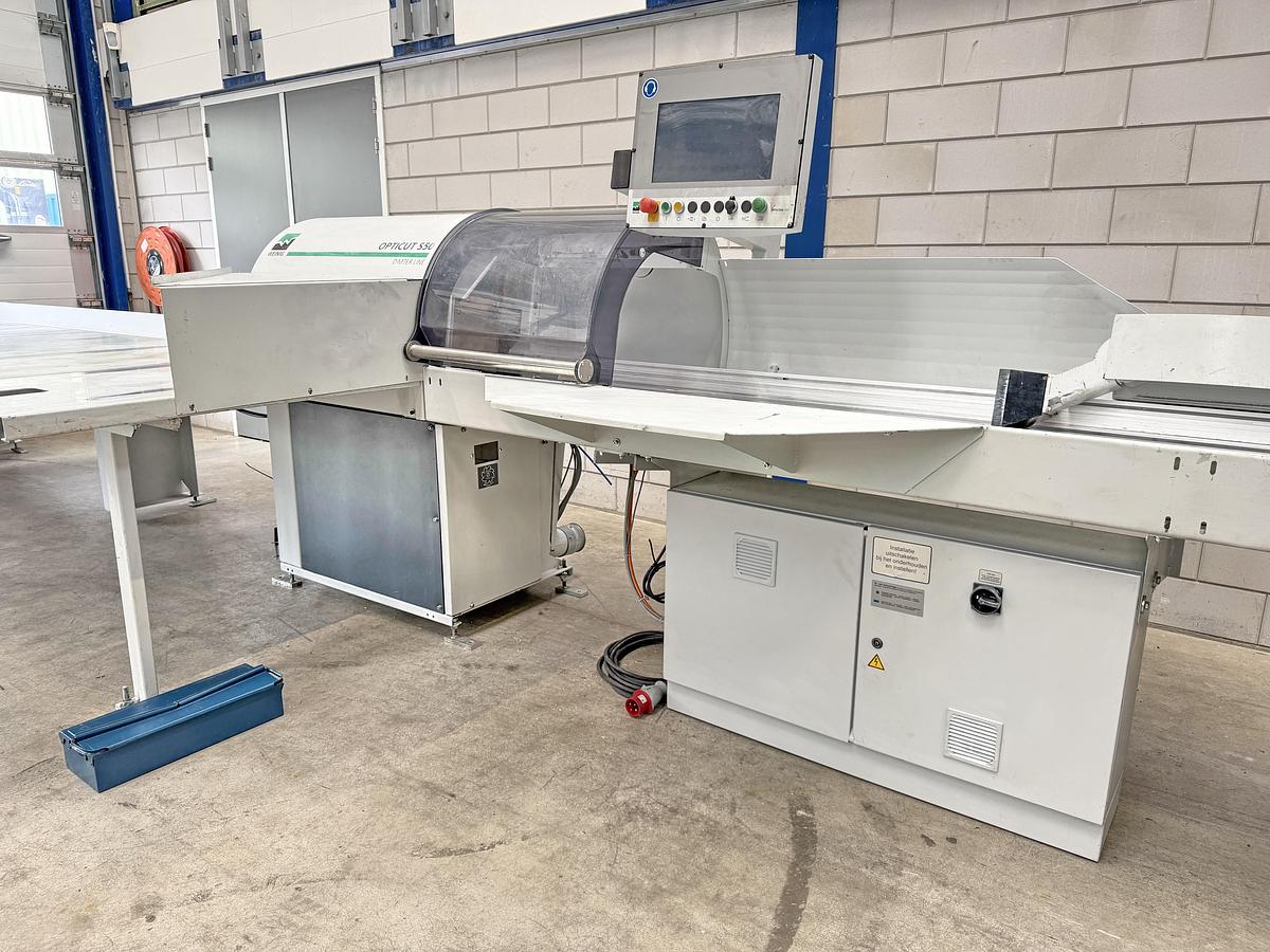 DIMTER automatic optimizing cross cut saw, type OptiCut S50, Year 2022, cutting max 250 mm, cutting high 120 mm, 7,5 kw